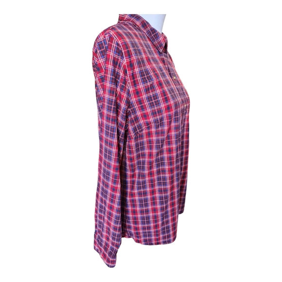 Gap Women's Boyfriend Fit Button Down, Long Sleeve Plaid, Coupe, Size L - Picture 2 of 11